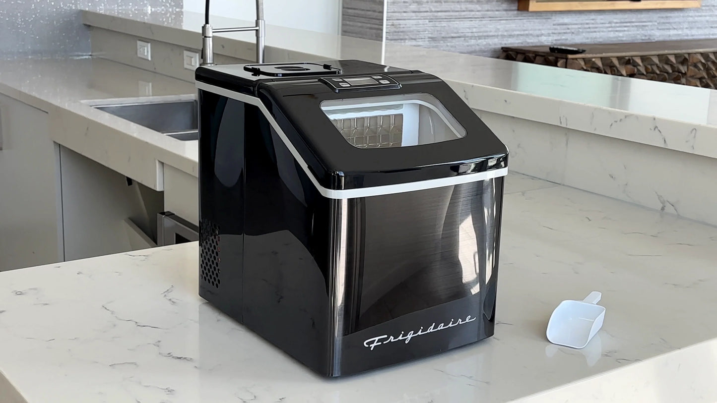 Frigidaire 40lbs. Countertop Clear Square Ice Maker - Stainless Steel