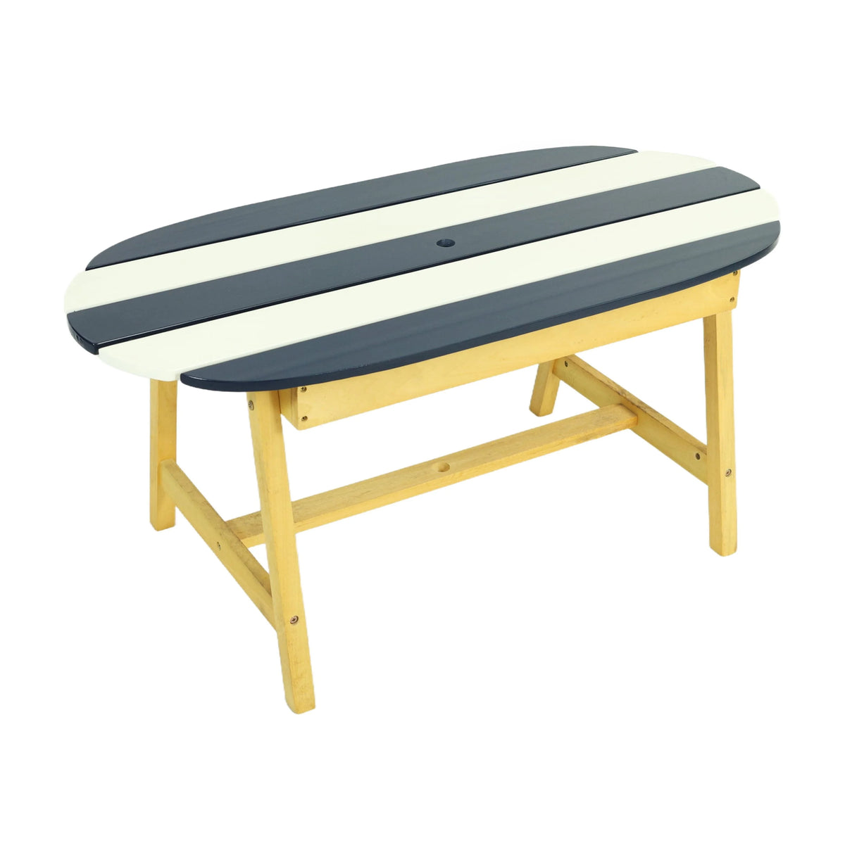 Kids Picnic Table with Umbrella - Dark Blue, Indoor/Outdoor Wooden Table and Bench Set for 4 Children, Play Table for Toddlers, Garden Furniture