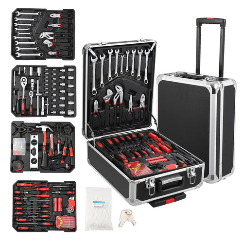 800 Piece Tool Sets for Men, Tool Box with Tools, Tool Kit with Rolling Tool Box, Complete Tool Box Set, Household Tool Set, Aluminum Trolley Case Tool Sets, Gift on Father's Day