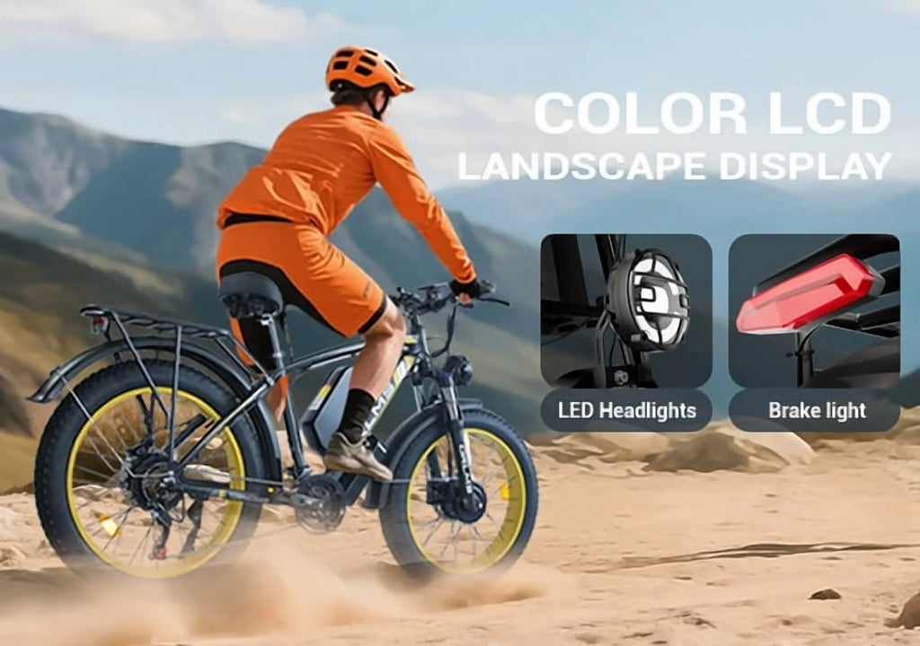 5000W (Peak) Electric-Bike for Adults, 60V 25AH Battery Electric Motorcycle, Dual-Motor-Ebike 50MPH Ebike, 26*4.0 Fat Tire Electric-Bicycle, AWD 21-Speed Mountain Bike for All-Road UL 2849