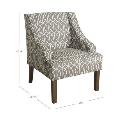 HomePop Classic Swoop Accent Chair - Blue and White Damask