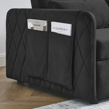 Convertible Sofa Bed,3 in 1 Sleeper Sofa with 2 Pillows and Adjustable Backrest for Living Room Office,Black