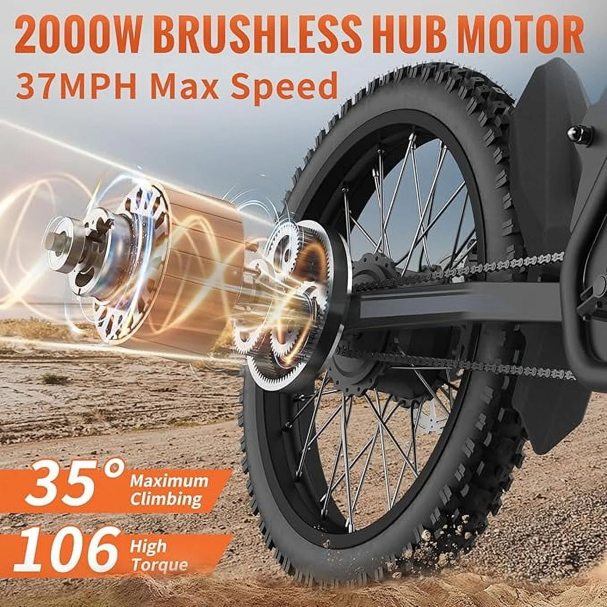 GT73 Electric Bike for Adults, 2000W UL 2849 Electric Dirtbike with 25" Motorcycle Tires,48V36.4AH Dual Battery EBike, Max 37 mph & 85 mile Long Range, Dual Hydraulic Brakes & Full Suspension