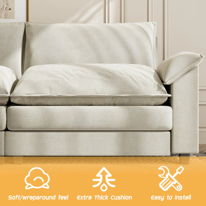 Homall Sectional Sofa 3-seat L-shaped Sofa with reversible toffee chair Movable Footrest Sofa,Gray