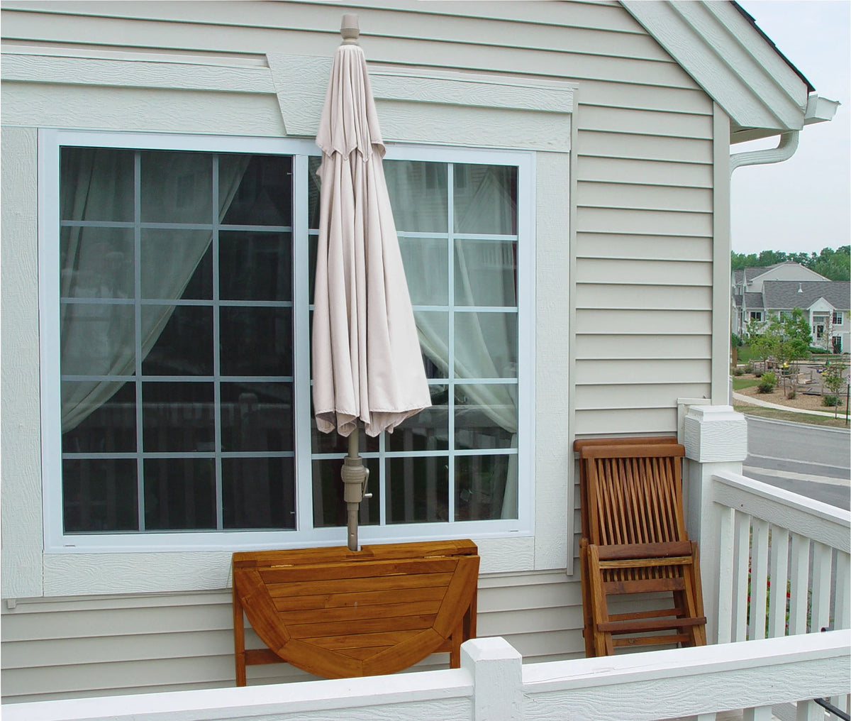 OFF-THE-WALL BRELLA Sunbrella Half Umbrella, 9'-Width, Teak Canopy