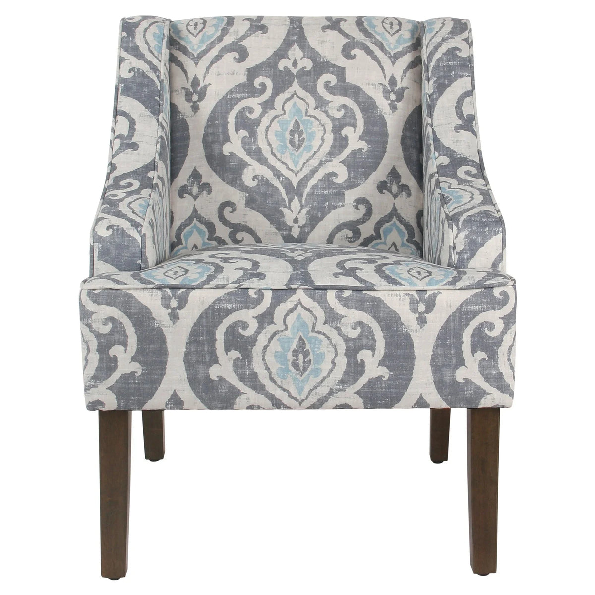 HomePop Classic Swoop Accent Chair - Blue and White Damask
