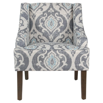 HomePop Classic Swoop Accent Chair - Blue and White Damask