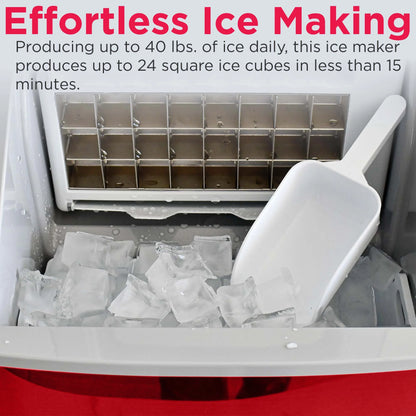 Frigidaire 40lbs. Countertop Clear Square Ice Maker - Stainless Steel