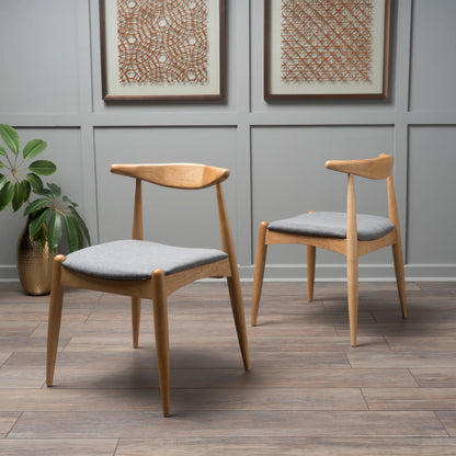 GDF Studio Virgil Mid Century Modern Fabric Upholstered Dining Chairs, Set of 2, Charcoal and Walnut