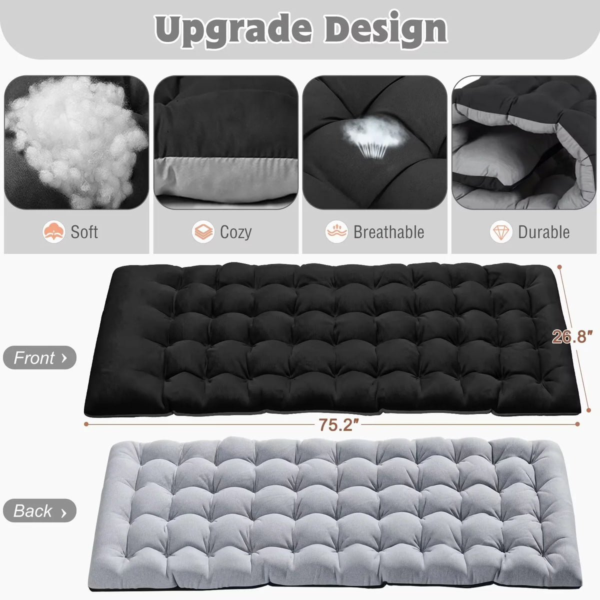 MOPHOTO Lounge Chair with Mattress, Outdoor Chaise Lounge Support 440 Lbs, Adjustable Portable Heavy Duty Sleeping Cots Bed for Camping, Pool, Beach, Patio