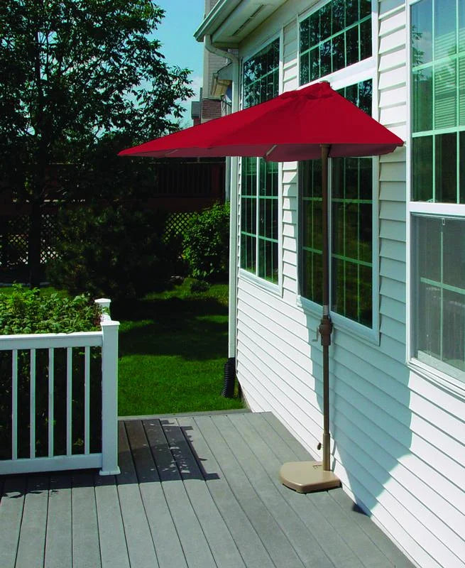 OFF-THE-WALL BRELLA Sunbrella Half Umbrella, 9'-Width, Teak Canopy
