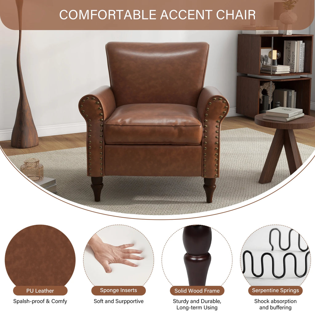 DREAMSIDEA Accent Chairs Upholstered Pattern Morden Armchair Comfy Linen Fabric Single Sofa for Living Room, Pattern White