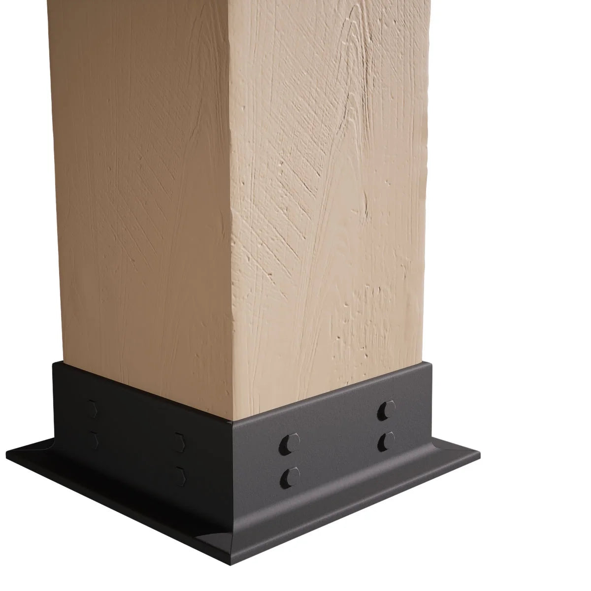 Ekena Millwork 6"W x 5'H Sand Blasted Endurathane Faux Wood Non-Tapered Square Column Wrap with Faux Iron Capital & Base
