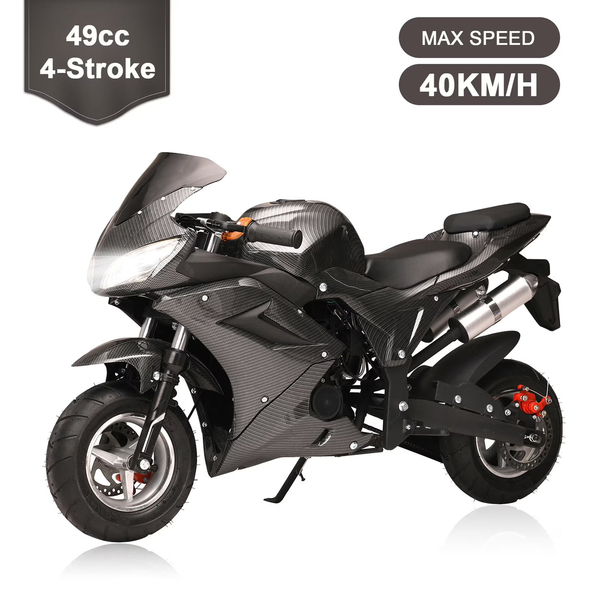 AQQW 49cc Gas Mini Motorcycle for Adults & Kids, 4-Stroke Mini Bikes, Gas Mini Dirt Bikes Ride on Toys, Max Load 441Lbs, Best Gifts for Kids