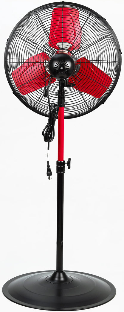 Hyper Tough 20" 3-Speed Commercial & Industrial High Velocity Oscillating Red & Black Pedestal Fan