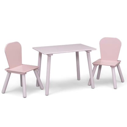 Delta Children 4-Piece Toddler Playroom Set �C Includes Play Table, 2 Chairs and 6 Bin Toy Organizer with Reusable Vinyl Cling Stickers, Light Pink/Dark Pink