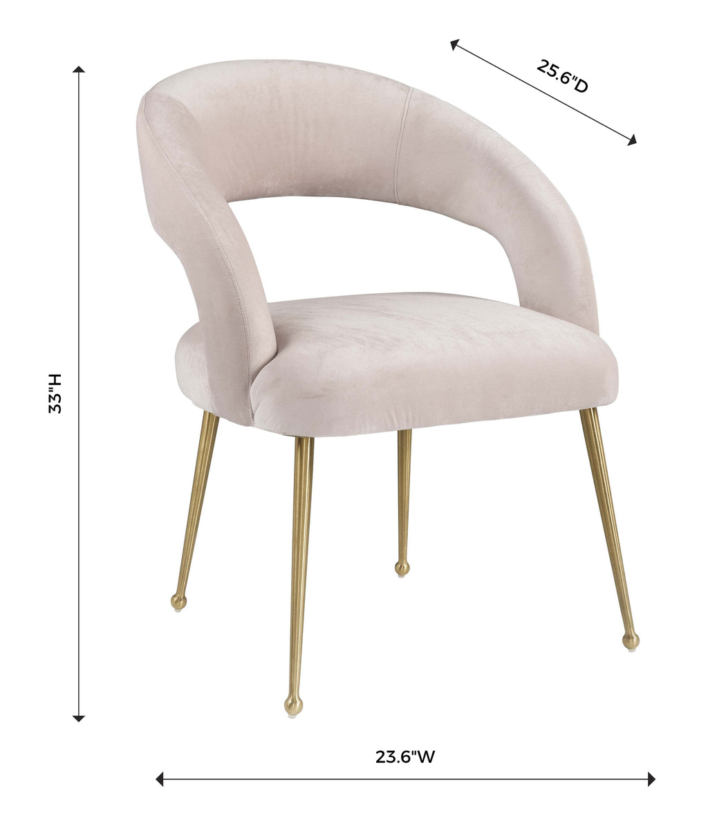 Rocco Open Back Blush Velvet Dining Chair by TOV Furniture