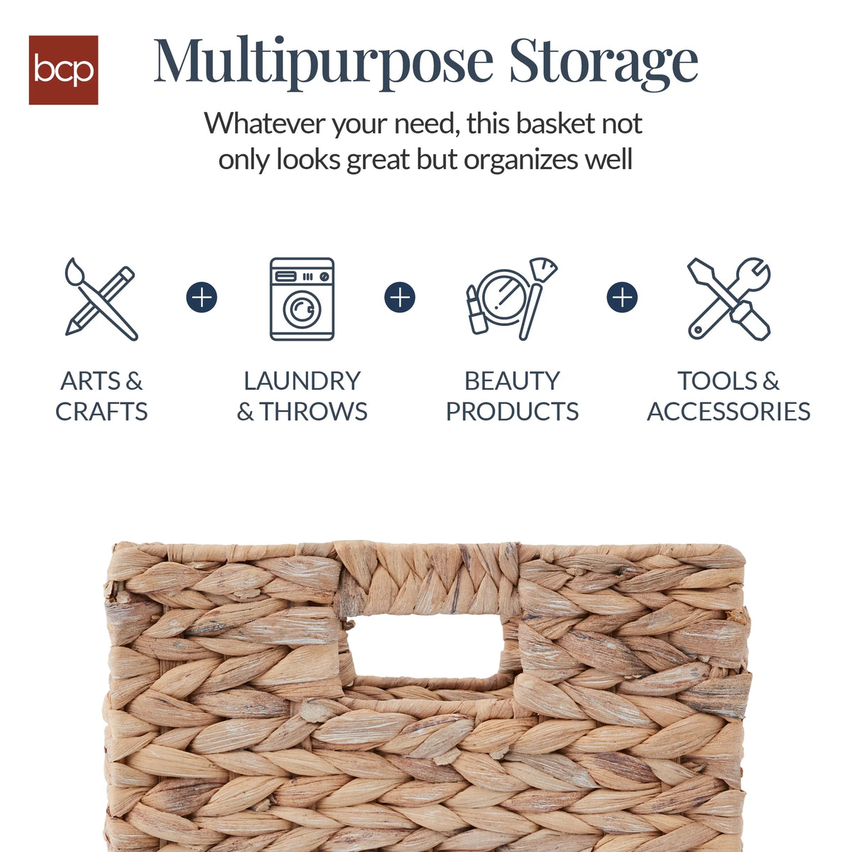 Best Choice Products 12x12in Hyacinth Baskets, Set of 5 Multipurpose Collapsible Organizers w/ Inserts - Natural
