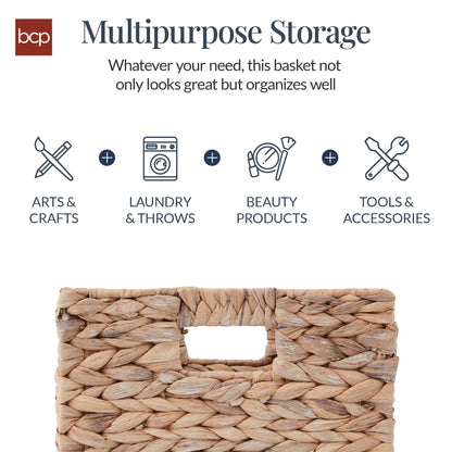 Best Choice Products 12x12in Hyacinth Baskets, Set of 5 Multipurpose Collapsible Organizers w/ Inserts - Natural