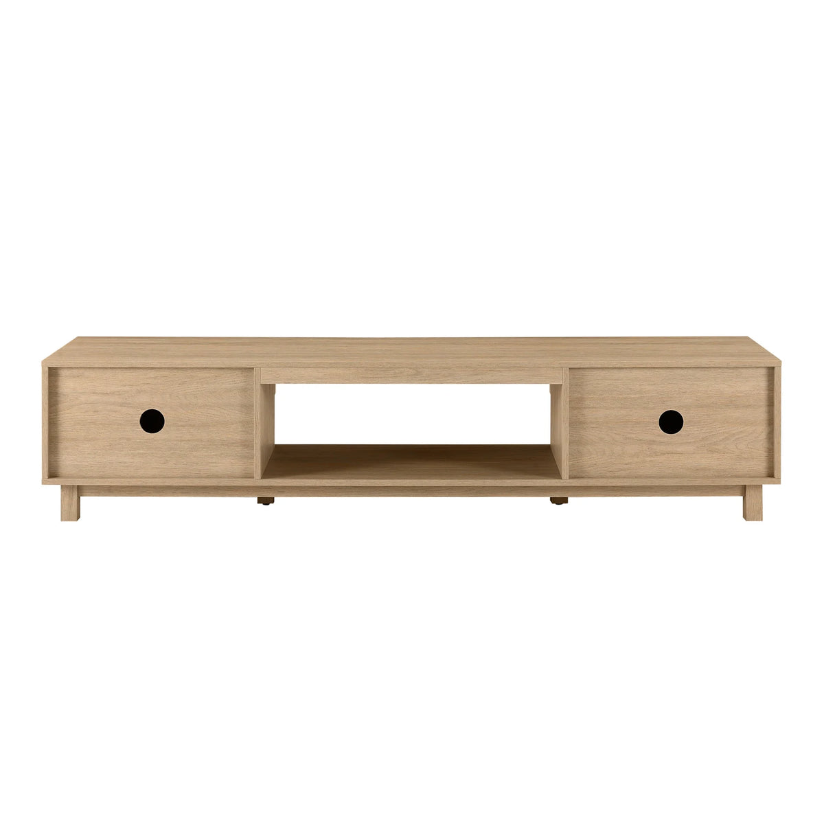 Walker Edison Mid-Century Modern Reeded 2-Door TV Stand for TVs up to 80��, Coastal Oak