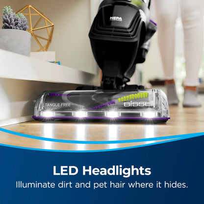 BISSELL Upright Vacuum, PowerLifter Allergen Pet Rewind, Pet Friendly , Bagless, HEPA filter, with Tangle Free Brush Roll, Swivel Steering and LED Headlights, 3404, Black