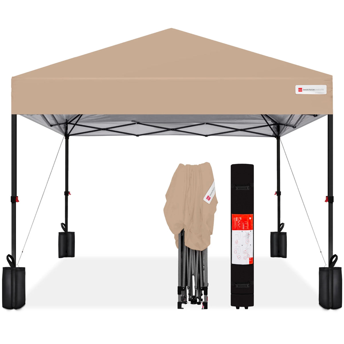 Best Choice Products 12x12ft Easy Setup Pop Up Canopy w/ 1-Button Setup, Wheeled Case, 4 Weight Bags - Navy Blue