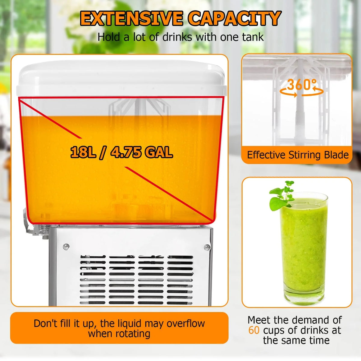 TROPOW Commercial Beverage Dispenser, 2 Tanks ,Juice Dispenser, 380W Stainless Steel Food Grade Lemonade Dispenser With Thermostat Controller, Drink Dispensers for Parties Restaurant