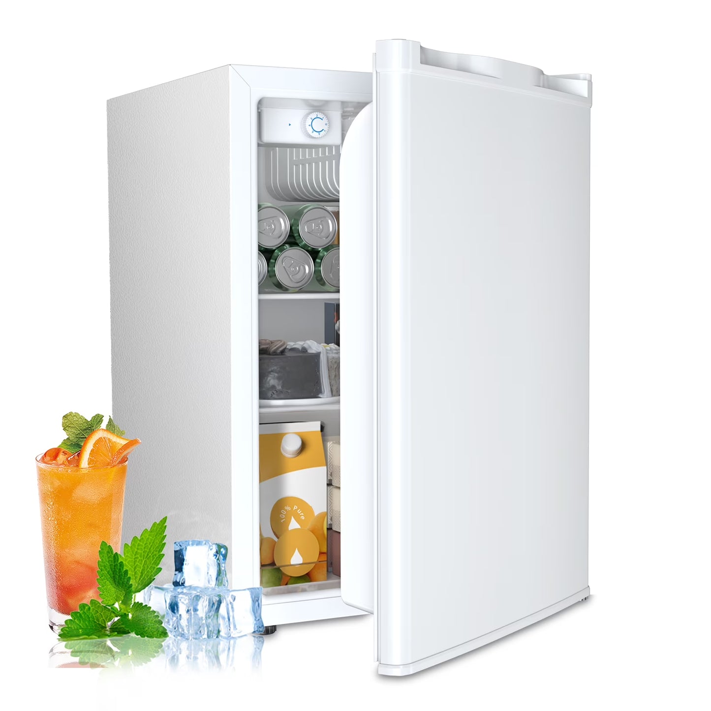 WAA 2.6 Cu.Ft Mini Fridge with Freezer, Single Door Compact Refrigerator BLACK