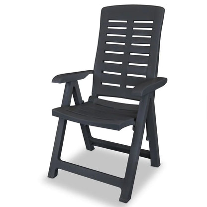 vidaXL Reclining Patio Chairs Outdoor Stack Dining Chair with Armrest Plastic