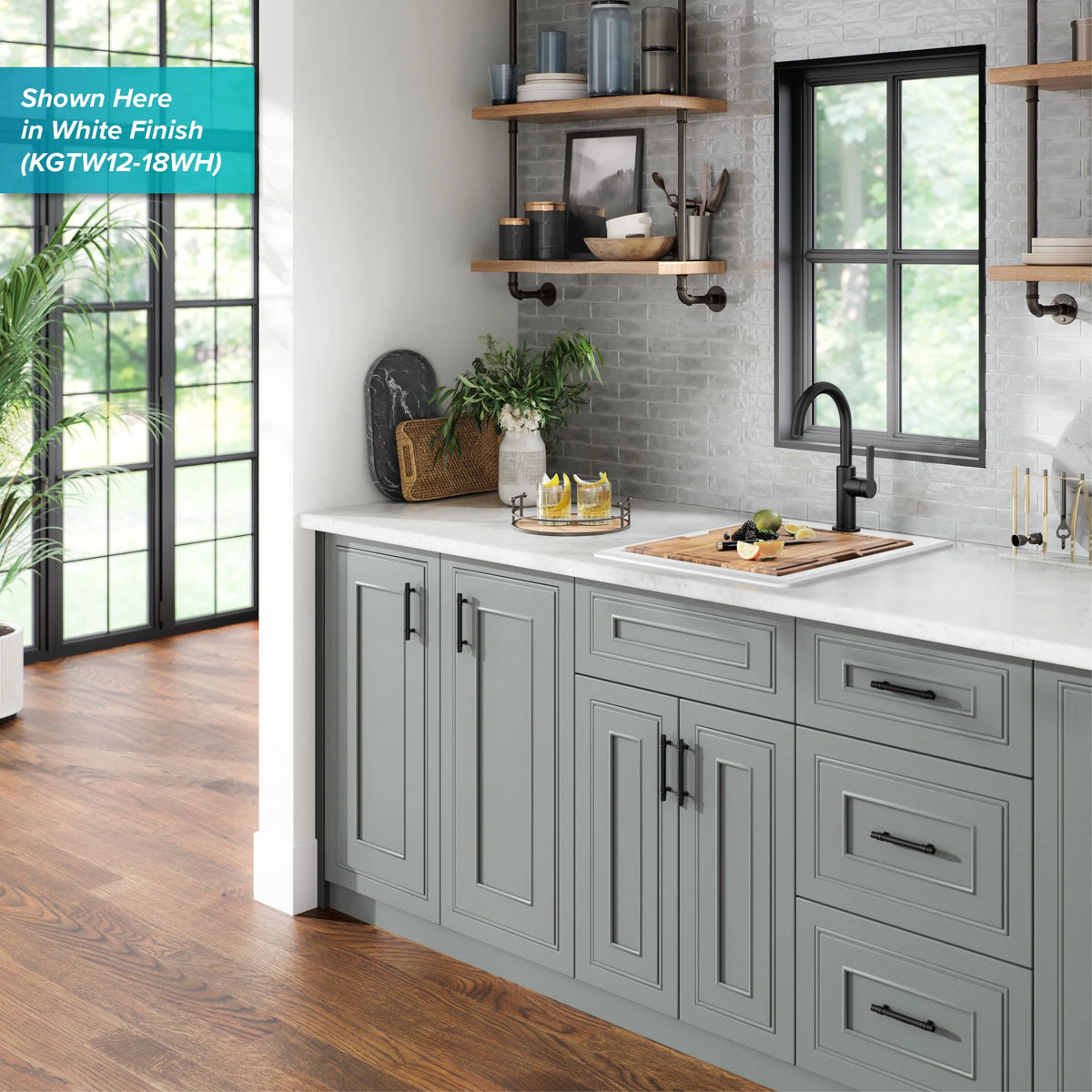 KRAUS Bellucci 18 Granite Composite Workstation Drop-In Top Mount Single Bowl Kitchen Bar Sink in White with Accessories
