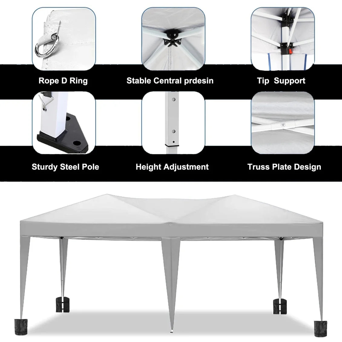 10'x20' Pop Up Canopy Tent with 6 Removable Sidewalls & Portable Rolling Bag �?Waterproof UPF 50+ Shade for Parties, Beach, Weddings & Camping