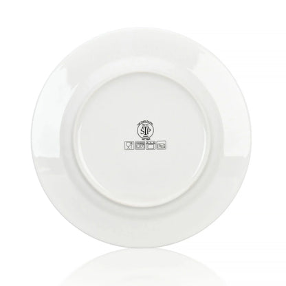 STP GOODS Melodie de Fleurs Bone China Dinnerware Set of 24 Service for 6 24-Piece Dish Set of Plates and Bowls, Blue Gold White