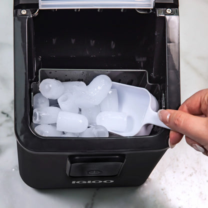 Igloo Self-Cleaning Countertop Ice Maker - Compact and Portable - Creates 26 lbs. Per Day, 8 Pieces Ready Every 7-8 Minutes - Includes Ice Scoop and Basket - Aqua