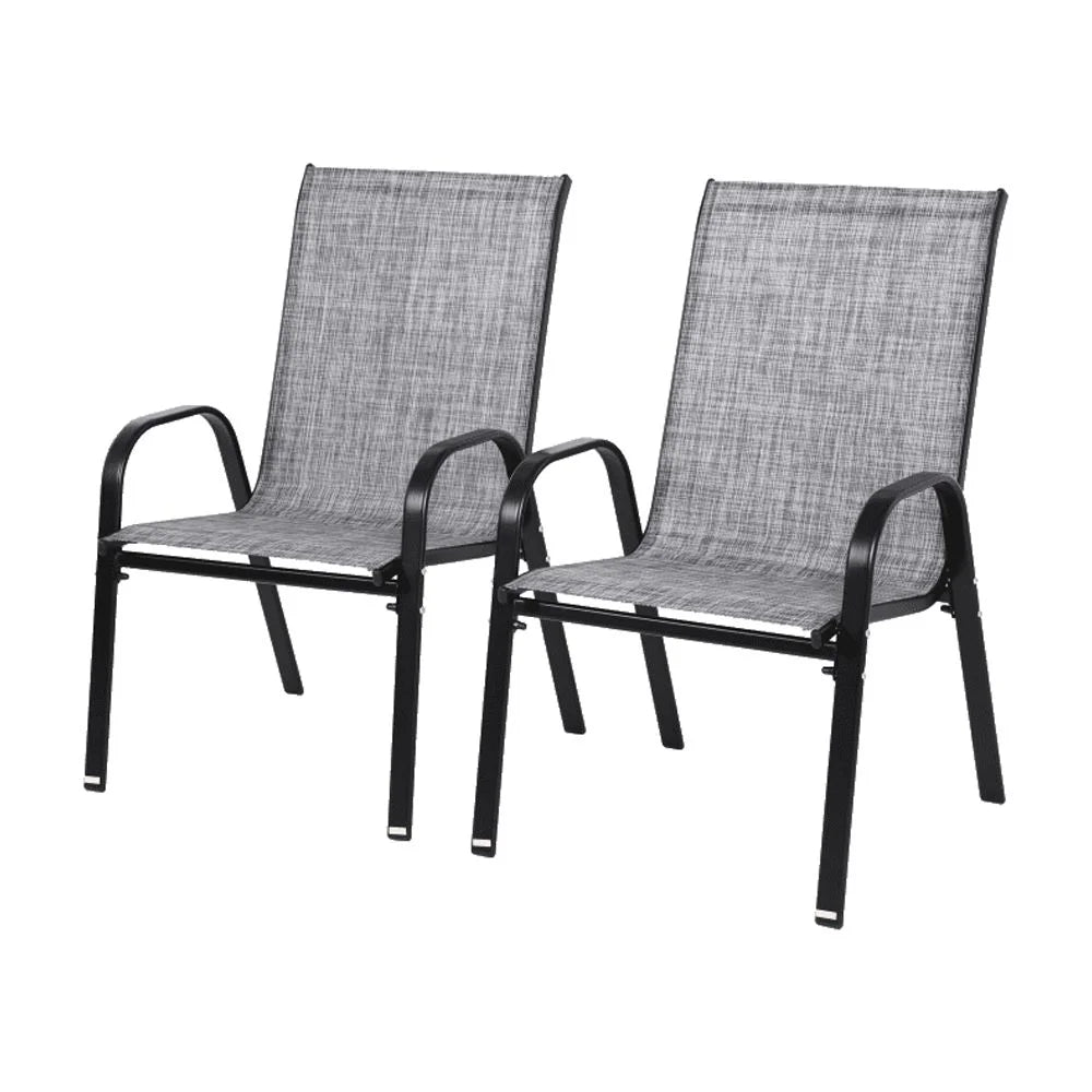 4 Piece Patio Chairs, Outdoor Camping Chairs with Breathable Textilene Fabric, Set of 2 Garden Chairs with Armrest High Backrest for Garden Patio Pool Beach Yard Space Saving ( Brown)