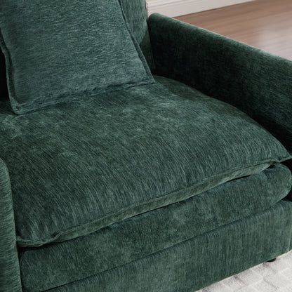 Muumblus Oversized Lounge Chair with Ottoman, Cloud Accent Armchair for Living Room, Beige Chenille