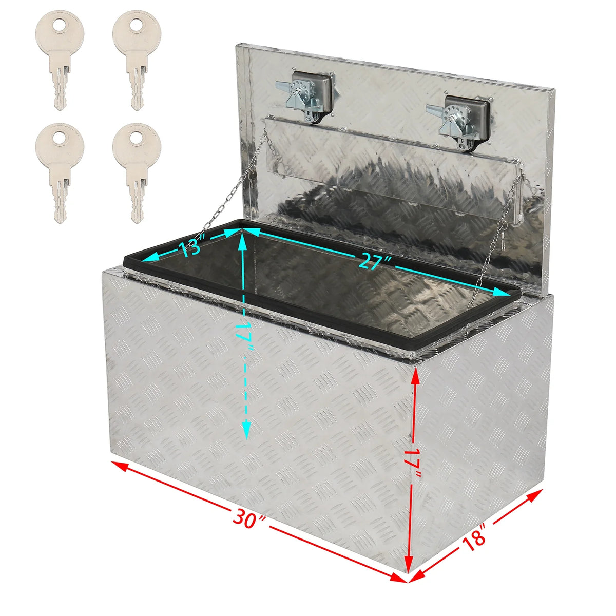 GZXS 36" Aluminum Storage Box Truck Underbody Toolbox Trailer RV Tool Heavy Duty Aluminum Tool RV ATV Trailer Storage Boxes W/Locks Keys Silver (36" x 18" x 17")