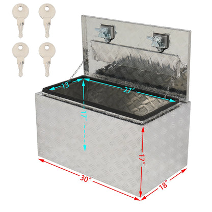GZXS 36" Aluminum Storage Box Truck Underbody Toolbox Trailer RV Tool Heavy Duty Aluminum Tool RV ATV Trailer Storage Boxes W/Locks Keys Silver (36" x 18" x 17")