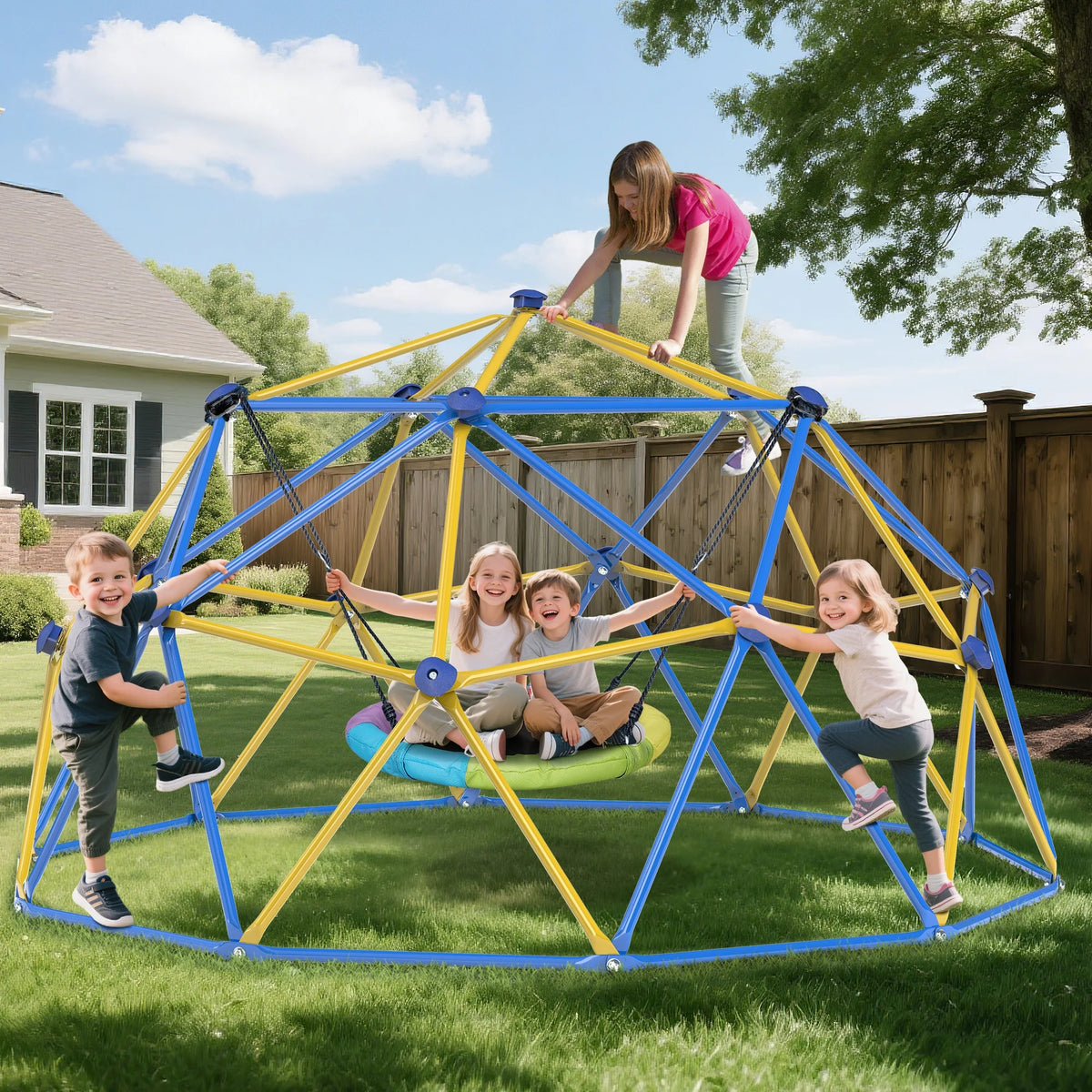 WOSTOO 10FT Climbing Dome,Kids Dome Climber Jungle Gym Outdoor Toddler Play Set for Kids 3-10 Year Outdoor Play , Supports up to 880lbs