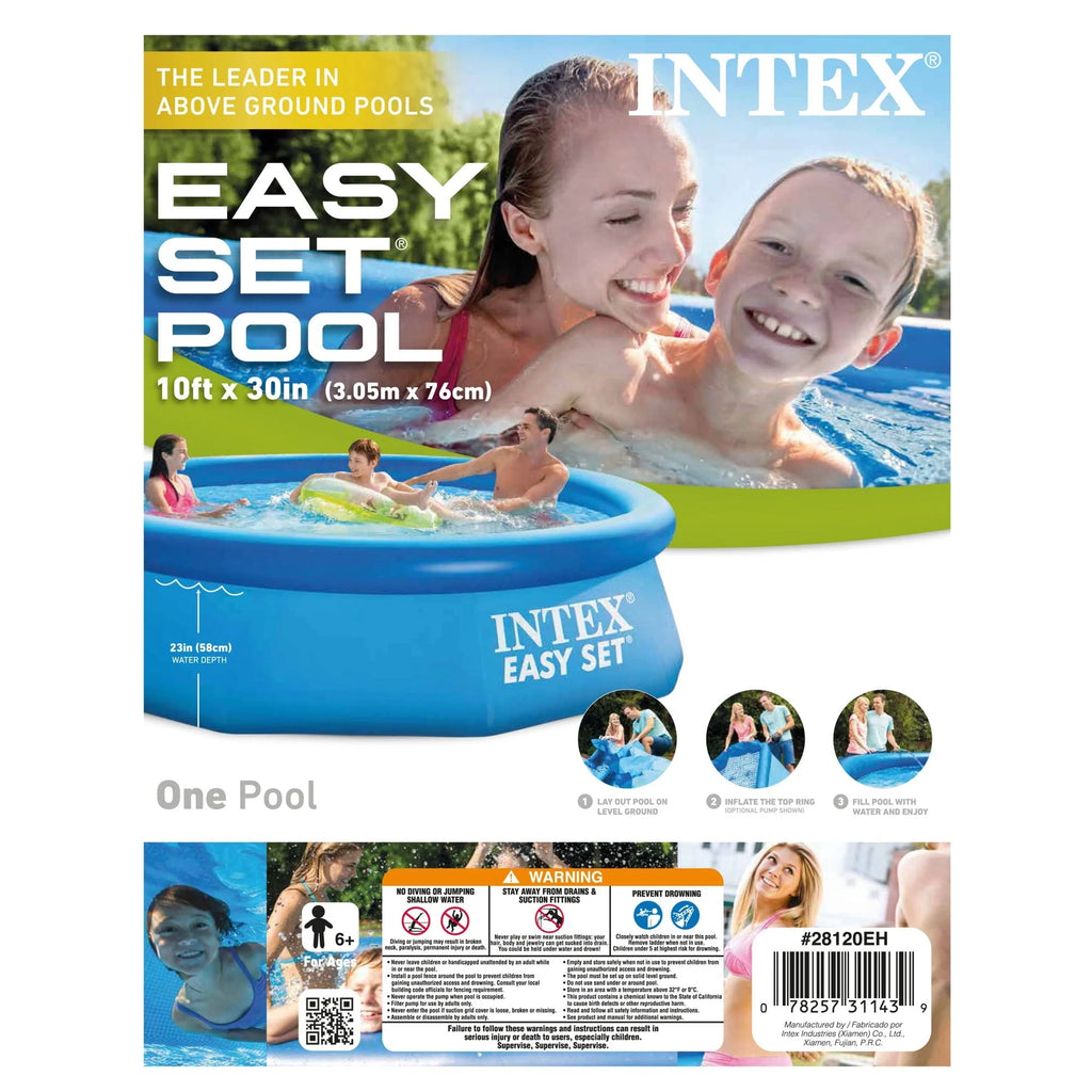Intex Easy Set 10 Ft x 30 In Above Ground Inflatable Round Swimming Pool