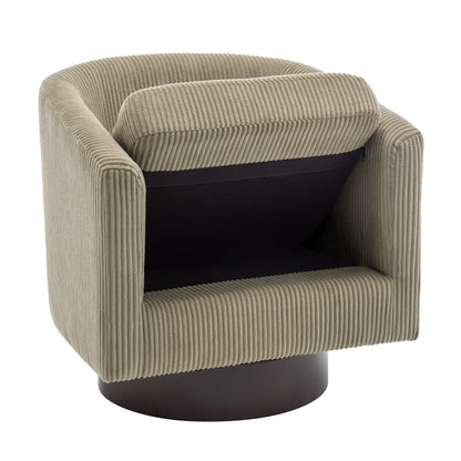 UIXE Swivel Accent Chair, Upholstered Fabric Barrel Chair for Living Room, Small Single Sofa Bedroom Reading Seat, Light Gray