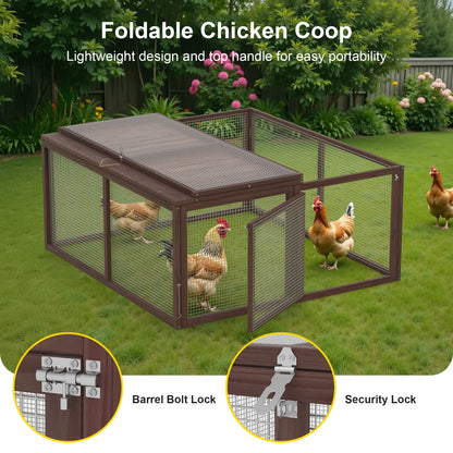 Portable Chicken Coop Run Rabbit Hutch Outdoor Small Animal Cage House Wooden Poultry Enclosure for Bunny, Duck, Chick, Quail, No Assembly Required