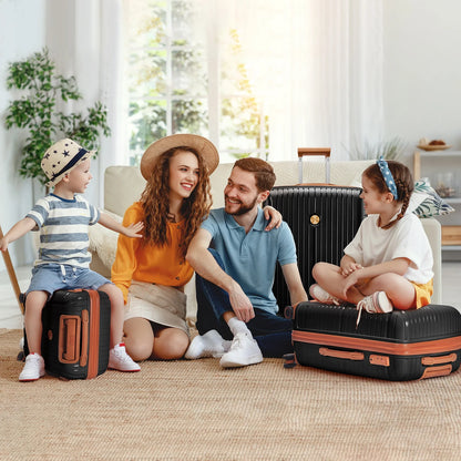 Joyway 5 Piece Luggage Sets Hardshell Lightweight Suitcase with TSA Lock Spinner Wheels-Orange