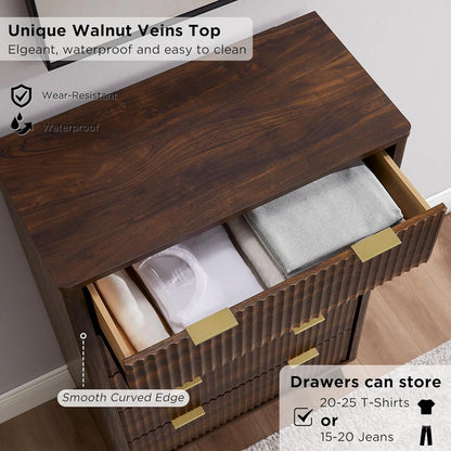 OKD 6 Drawer Dresser for Bedroom with Faux Marble Top, Modern Wood Chest of Drawers, Dresser Organizer, Natural Oak
