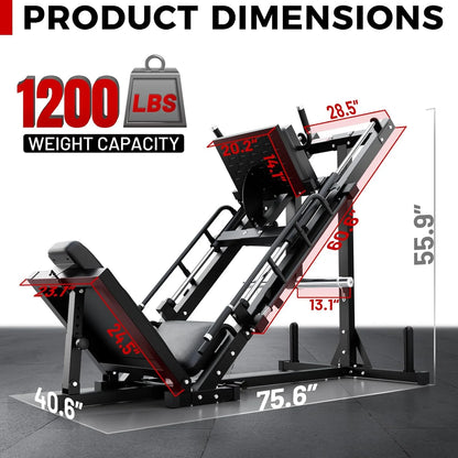 RitFit Leg Press Hack Squat Machine, Professional Adjustable Leg Press Machine for Home Gym with Linear Bearing, Specialty Hack Squat Machine for Full Lower Body Workout with Weight Storage, Pink