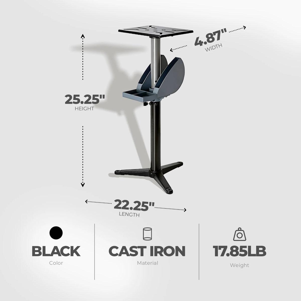 Master Mechanic Adjustable Cast Iron Base Grinder Pedestal with Tool Holder