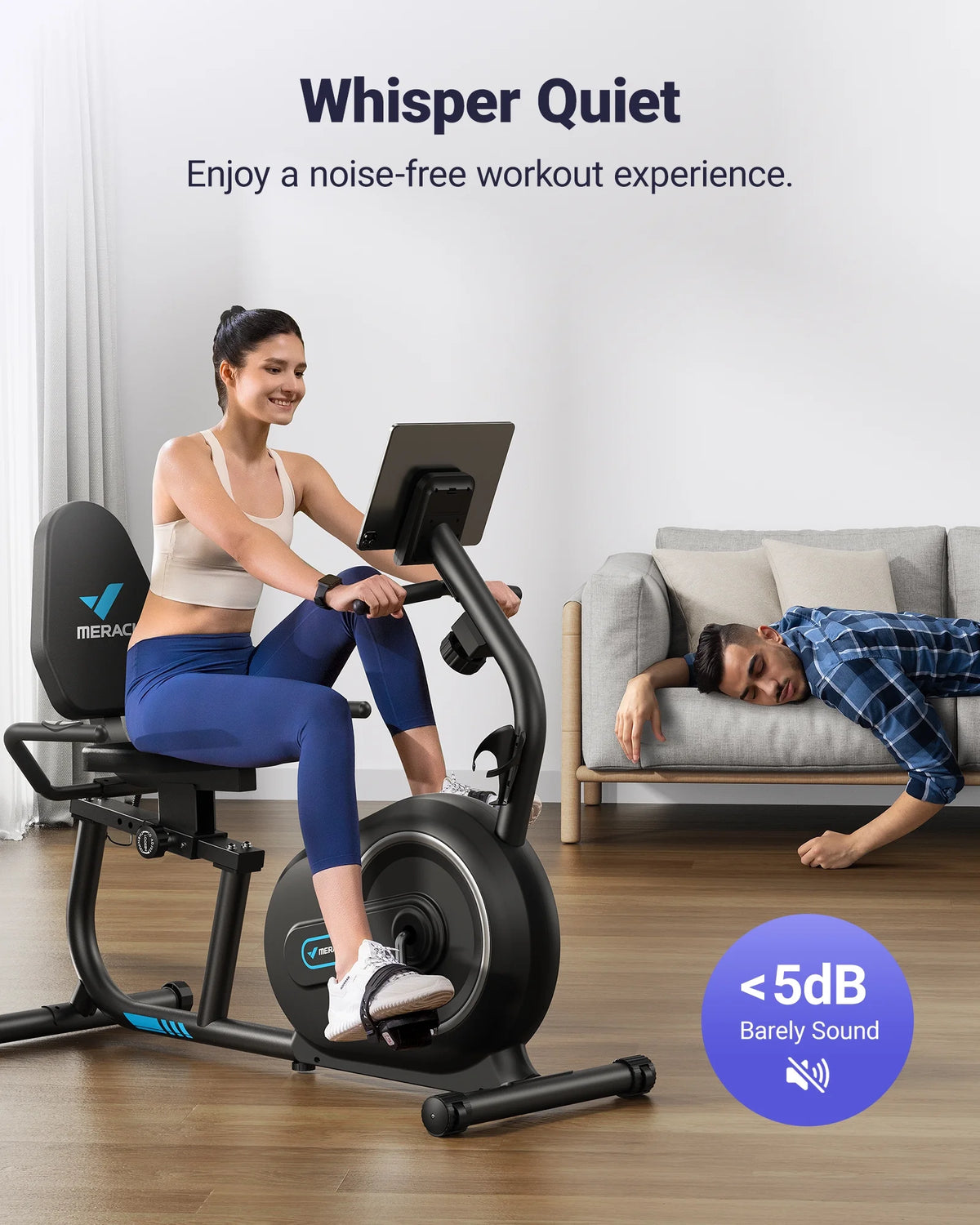 MERACH Recumbent Exercise Bikes for Home Sit Down Stationary Bicycle Magnetic 8 Levels Resistance Indoor Cycling Bike with Free APP