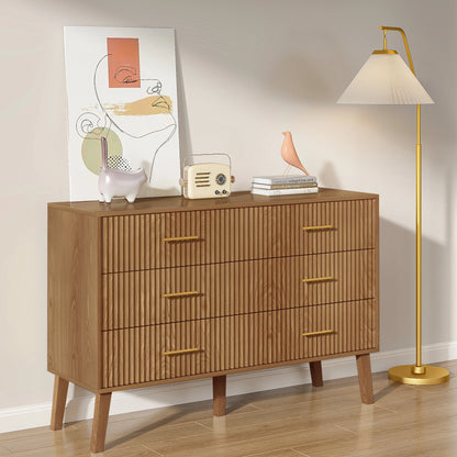 Fluted 6 Drawers Dresser, Wide Modern Chest of Drawers, 6 Drawer Double Dresser