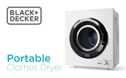 BLACK+DECKER BCED37 Compact Dryer for Standard Wall Outlet, Small, 4 Modes, Load Volume 13.2 lbs., White