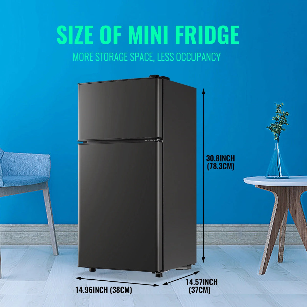 Tacool 2.4 Cu.ft Mini Fridge with Freezer, Small Refrigerator Apartment Size Fridge Black, NEW