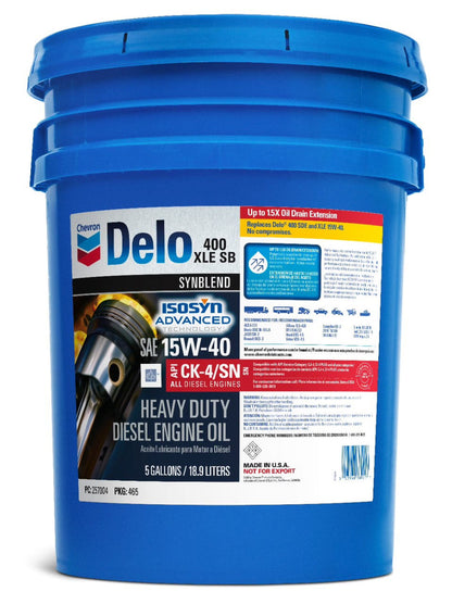 Delo 400 XLE SB Synthetic Blend SAE 15W-40 Heavy-Duty Diesel Motor Oil 5 Gallon
